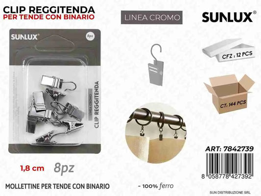 L. CROMO CLIP REGGITENDA 8PCS 1.8CM
