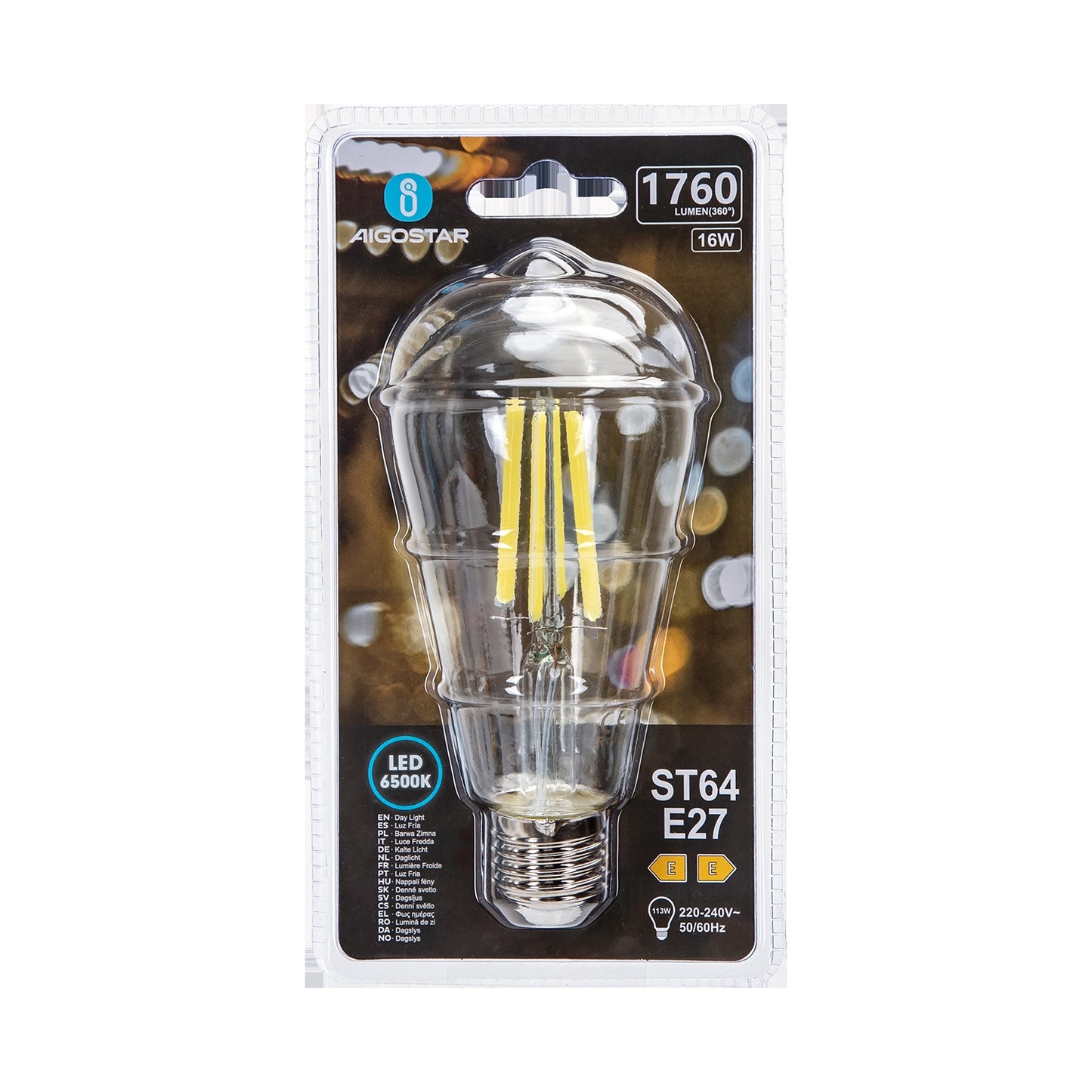 LAMPADINA A FILAMENTO LED ST64 E27 16W TRASPARENTE
