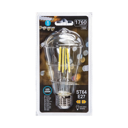 LAMPADINA A FILAMENTO LED ST64 E27 16W TRASPARENTE