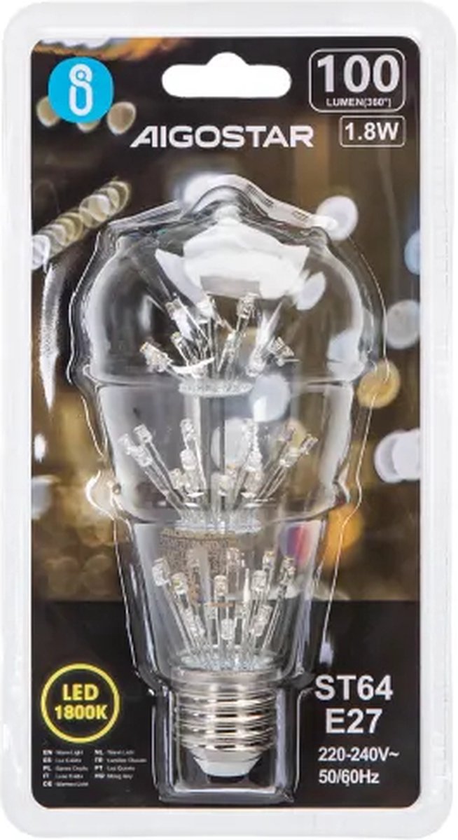 LAMPADINA A FILAMENTO LED STELLATA ST64 E27 1.8W