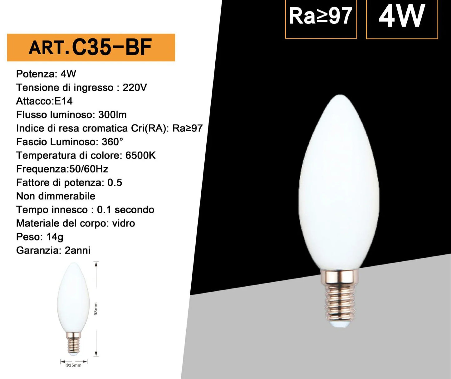 LAMPADINA LED/C35/4W/6500K