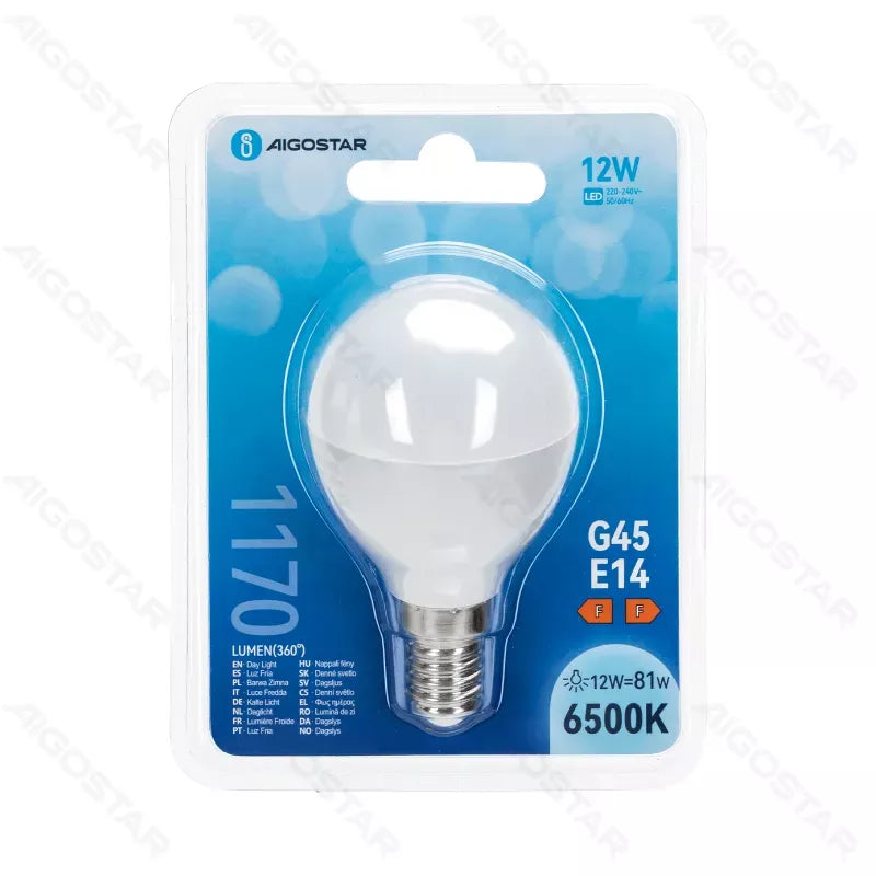 LAMPADINA LED G45 12W 6500K 1170LM E14