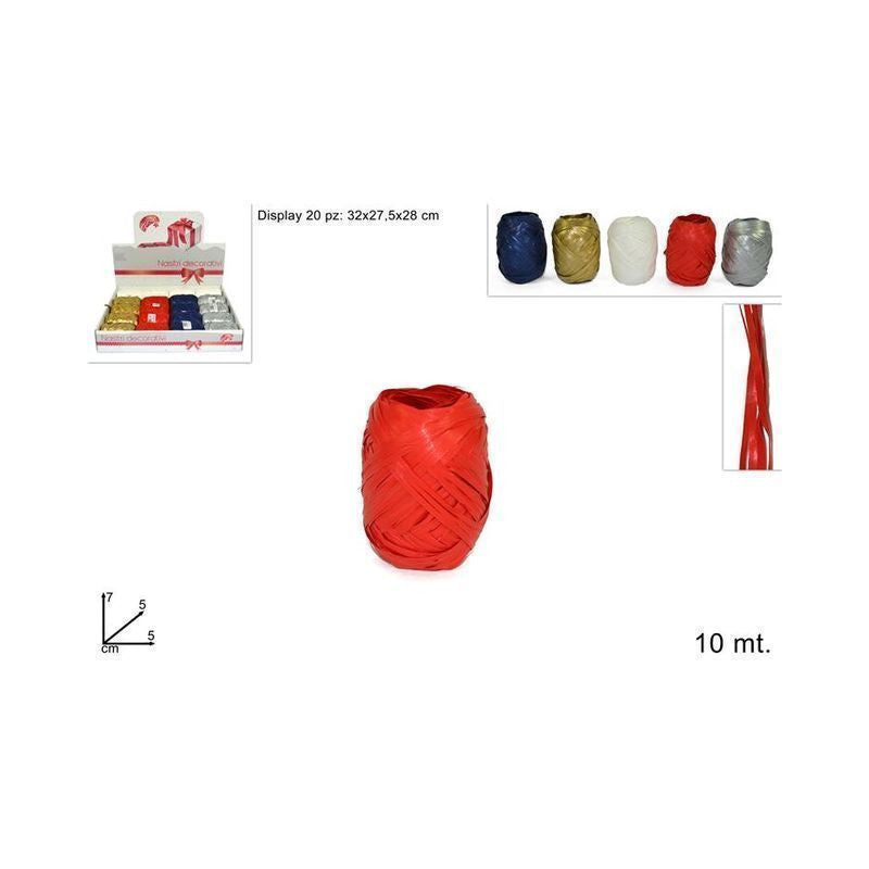 NASTRO EFFETTO RAFFIA 10MT COL. ASS. IN DISPLAY ART. 3401100