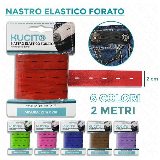 NASTRO ELAST. FORATO COL. ASS. 2MT*2CM