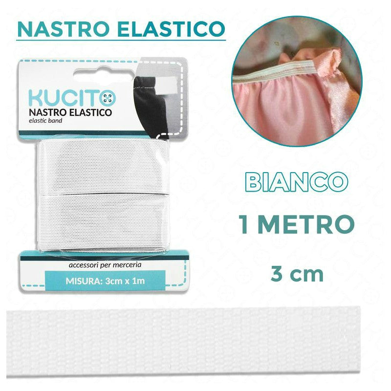 NASTRO ELASTICO BIANCO 1MT*3CM