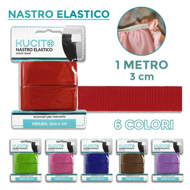 NASTRO ELASTICO COL. ASS. 1MT*3CM