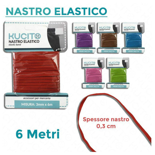 NASTRO ELASTICO COL. ASS. 6MT*0.3CM