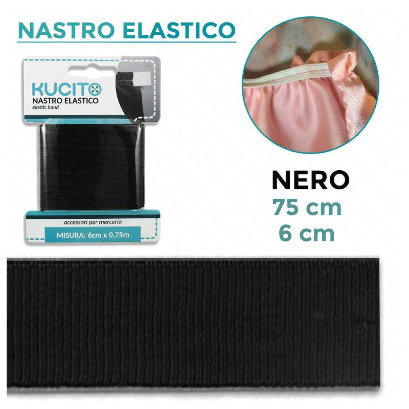 NASTRO ELASTICO NERO 0.75MT*6CM
