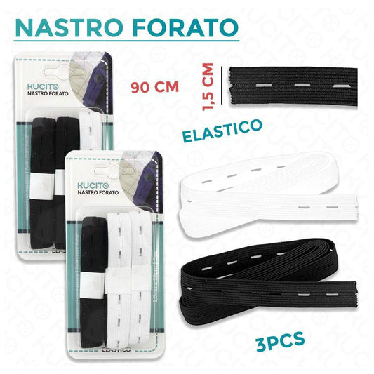 NASTRO FORATO ELAST. ASS 3PCS-90CM*1.5CM