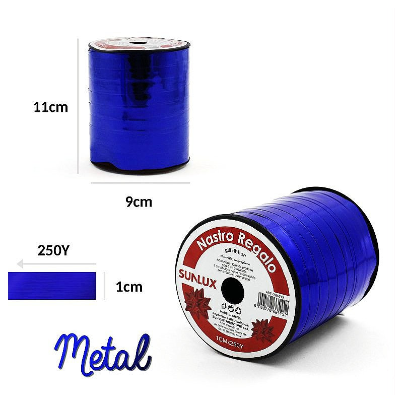 NASTRO REGALO BLU METAL 1CM*250Y /PZ