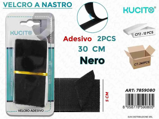 NASTRO VELCRO NERO 2PC- 5*30CM