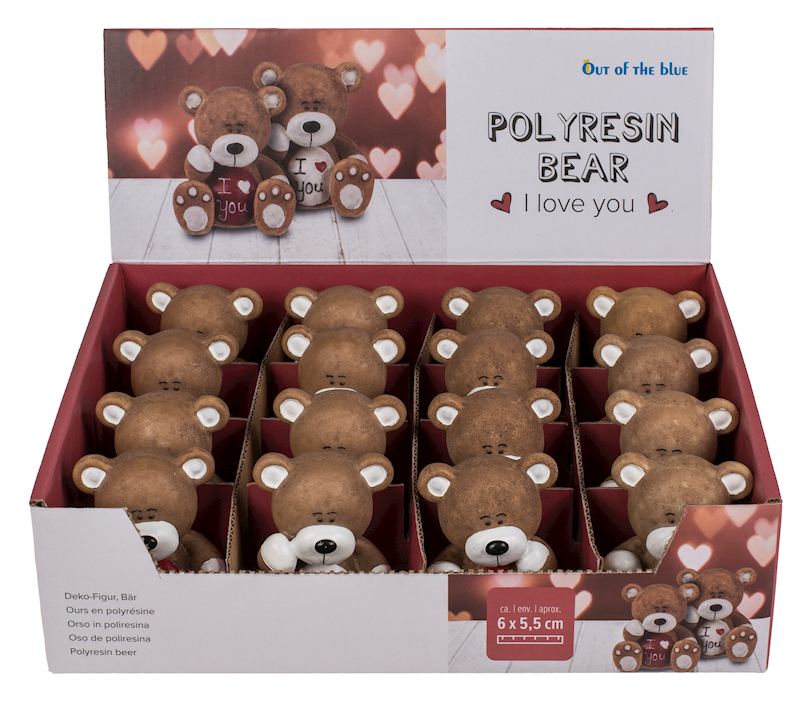 ORSO IN POLIRESINA I LOVE YOU CA. 6 X 5 5 CM 2 ASS. 16