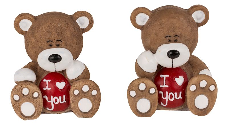ORSO IN POLIRESINA I LOVE YOU CA. 6 X 5 5 CM 2 ASS. 16