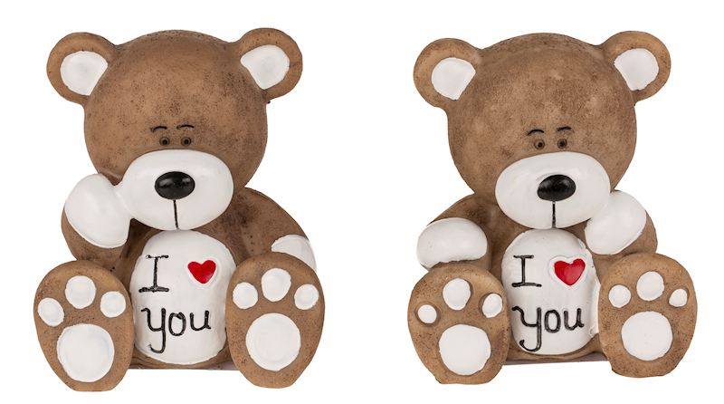 ORSO IN POLIRESINA I LOVE YOU CA. 6 X 5 5 CM 2 ASS. 16