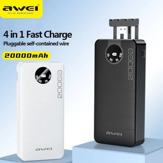 P134K  AWEI POWERBANK CON CAVO 4IN1 20000MAH