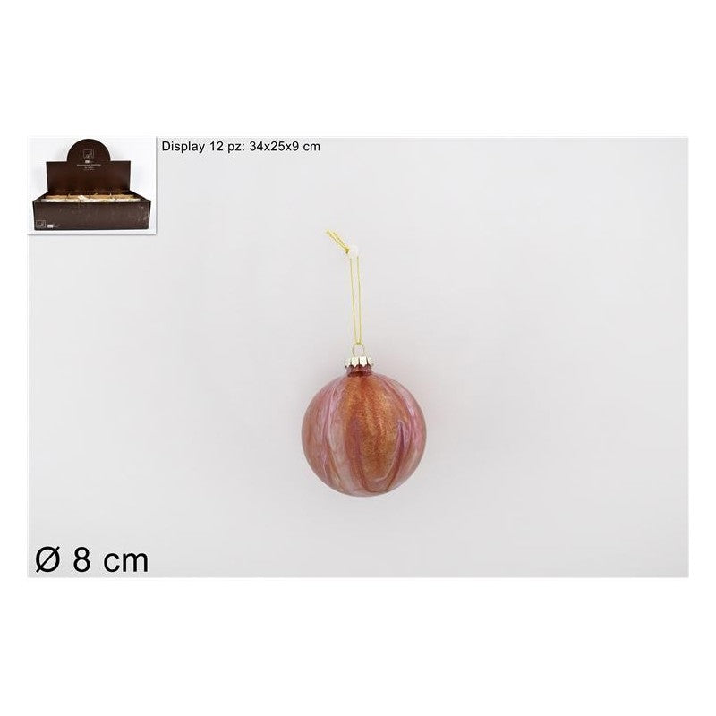 PALLA VETRO 8CM MARMORIZZATAROSAKS20-DUE-