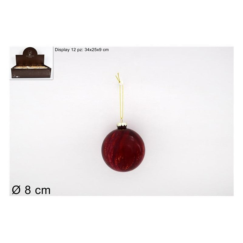 PALLA VETRO 8CM MARMORIZZATAROSSAKS20-DUE