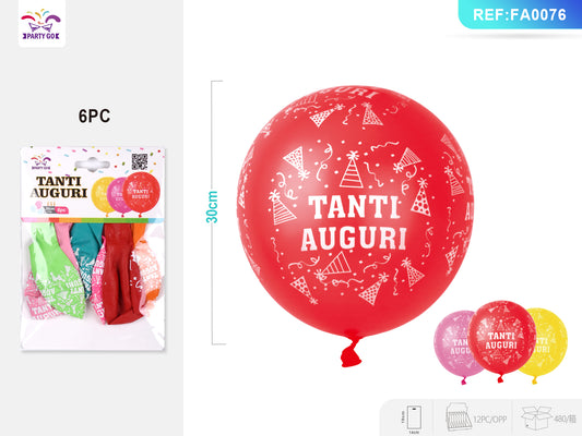 2.8G PALLONCINI IN LATTICE BUON COMPLEANNO BLU 30CM 6PC