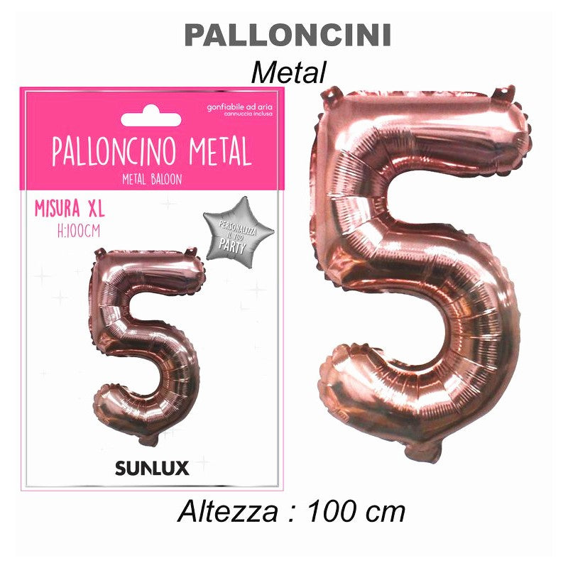 PALLONCINO MYLAR 100CM-ORO METAL. NUM.5
