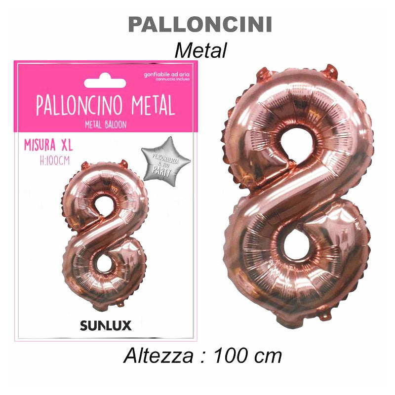 PALLONCINO MYLAR 100CM-ORO METAL. NUM.8