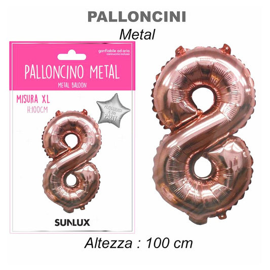 PALLONCINO MYLAR 100CM-ORO METAL. NUM.8