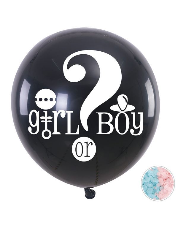 PALLONCINO NERO BOY GIRL DA 36 POLLICI CON CORIANDOLI 12G