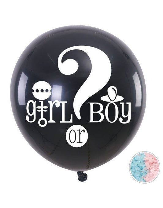 PALLONCINO NERO BOY GIRL DA 36 POLLICI CON CORIANDOLI 12G