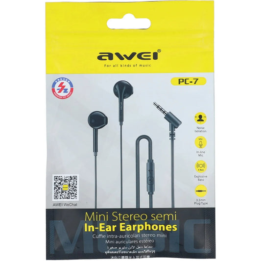 PC-7WH  AWEI CUFFIE AURICOLARE BIANCO CON COMANDI