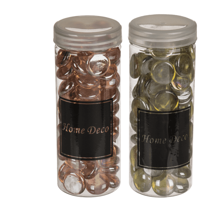 PIETRE DECORATIVE IN VETRO 6 COLORI ASS.   CA. 400 G IN CO