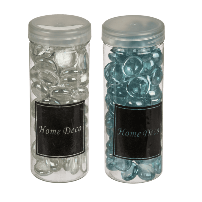 PIETRE DECORATIVE IN VETRO 6 COLORI ASS.   CA. 400 G IN CO