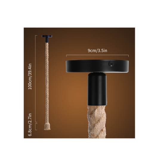 PORTALAMPADA E27 IN CORDA DI CANAPA SINGOLO CON CAVO DI SOSP