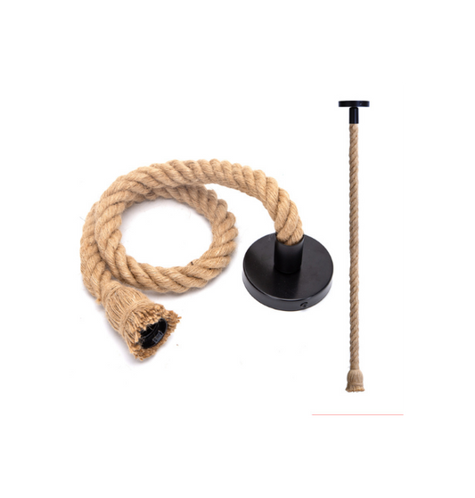 PORTALAMPADA E27 IN CORDA DI CANAPA SINGOLO CON CAVO DI SOSP