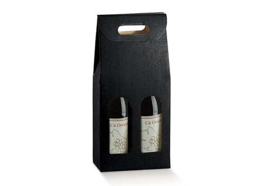 SCATOLA 2 BOTTIGLIE NERO 5PCS 18*38.5*9CM