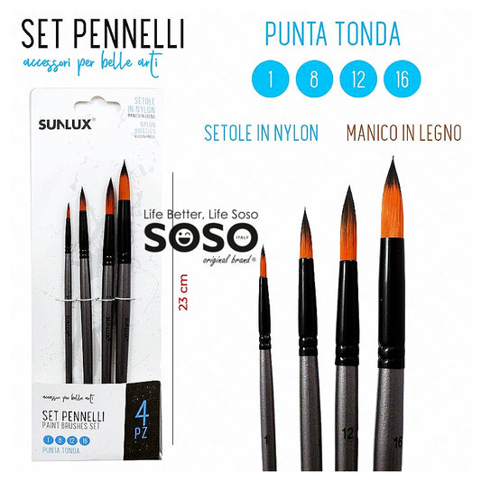 SET4 PENNELLI ARTISTICI MIS.1-8-12-16 22.5CM