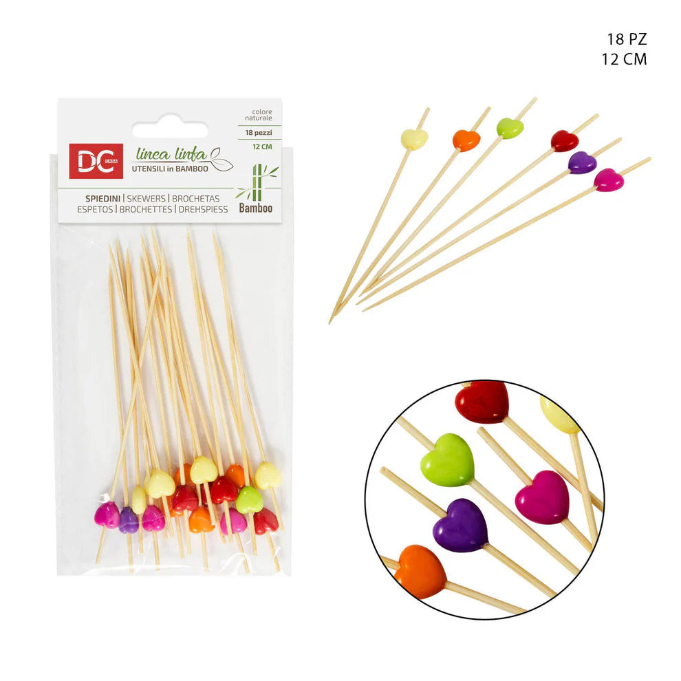 SPIEDINO BAMBOO 12CM 18PZ CUORE