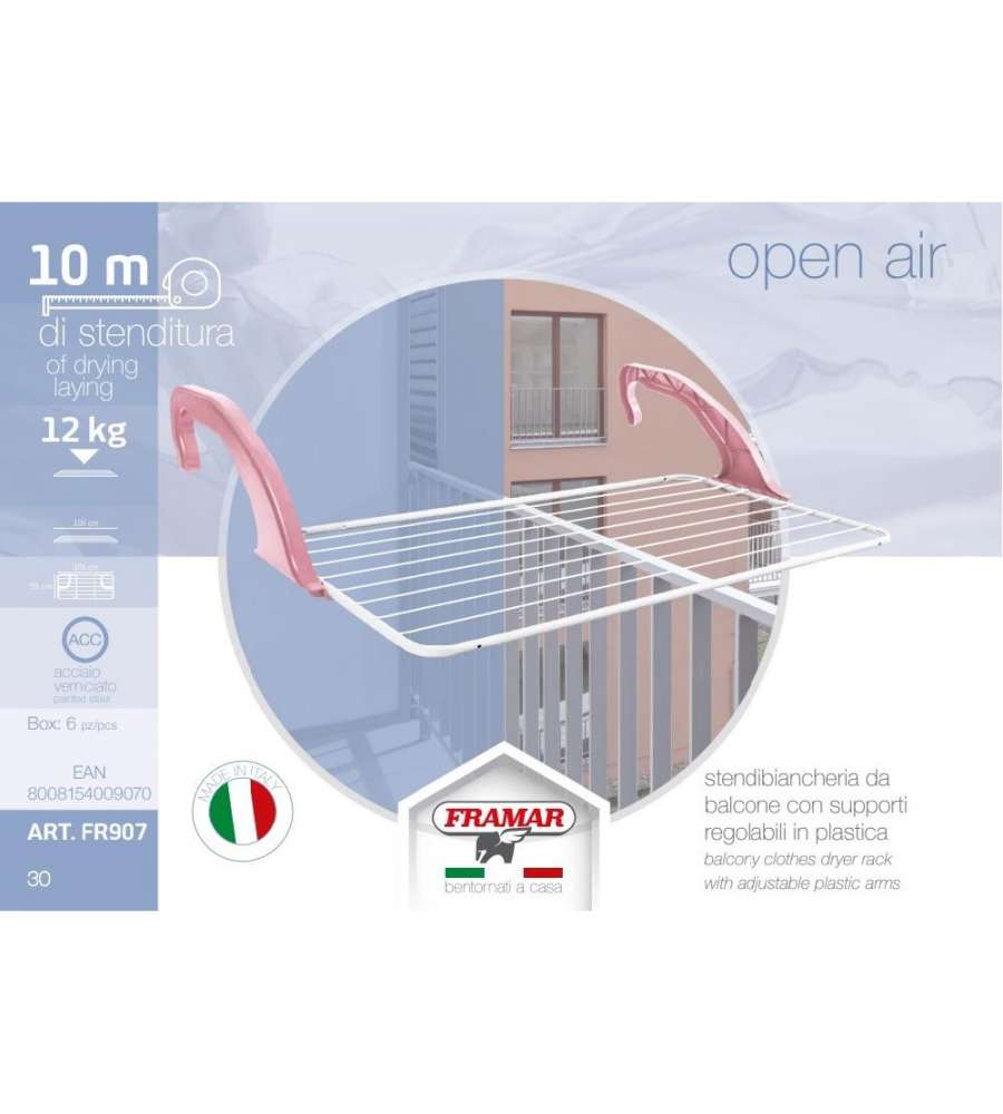 STENDI DA BALCONE IN ACC OPEN AIR 10 MT BIANCO