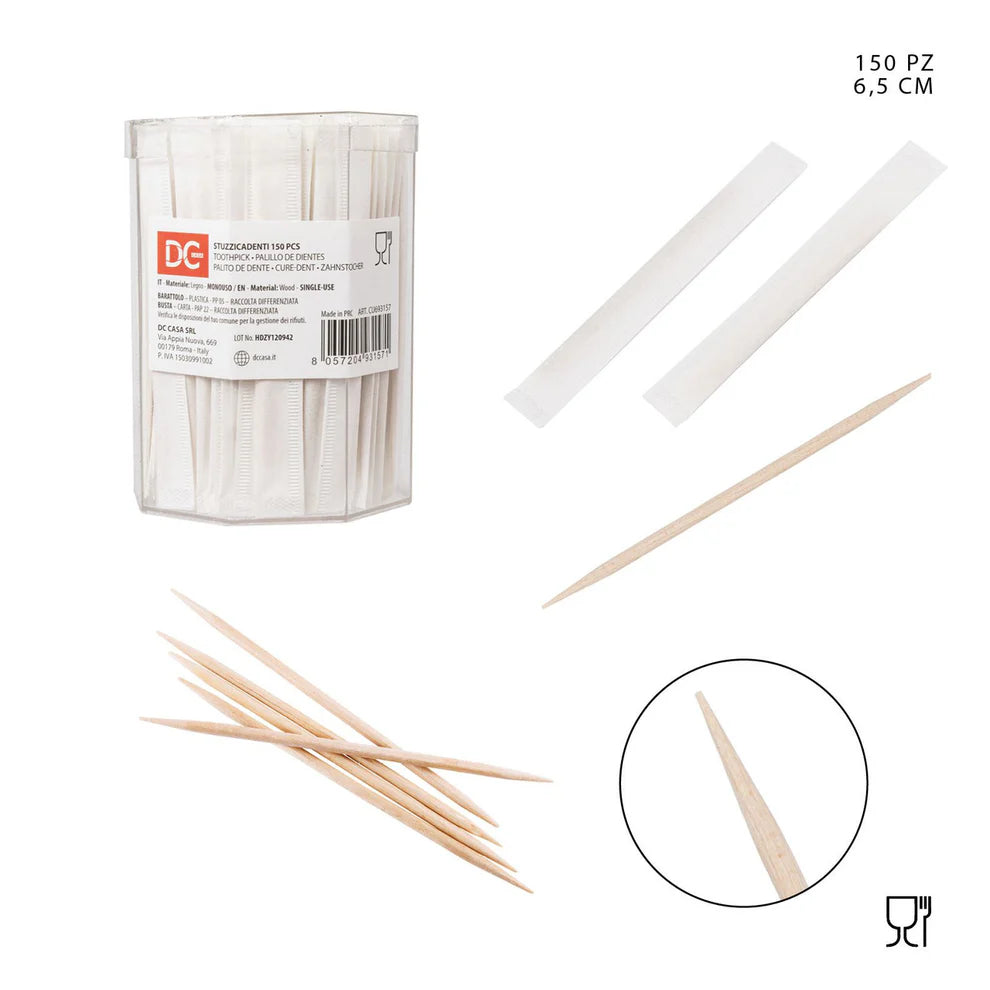 DC CASA STUZZICADENTI LEGNO 6.4CM 150PZ