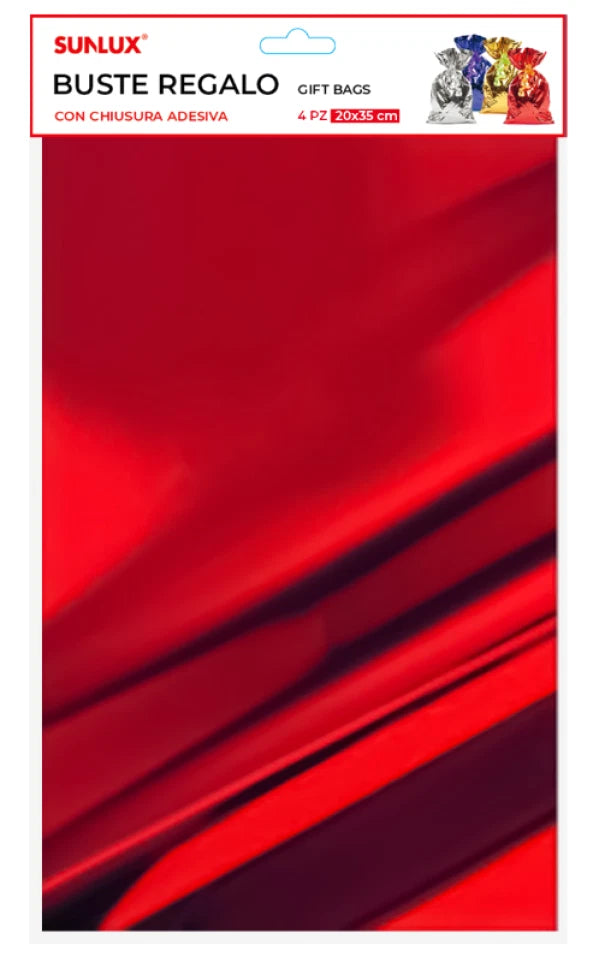 SUNLUX BUSTE REGALO ROSSO METAL ADV 4PCS 20*35CM /PZ DA 12**