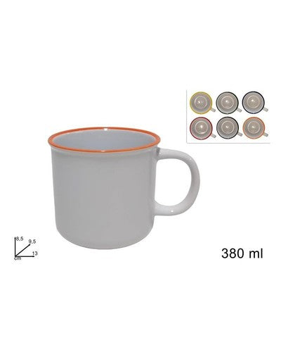 TAZZONE 380ML CER BIANCO BORDO COL. 6 ASS.