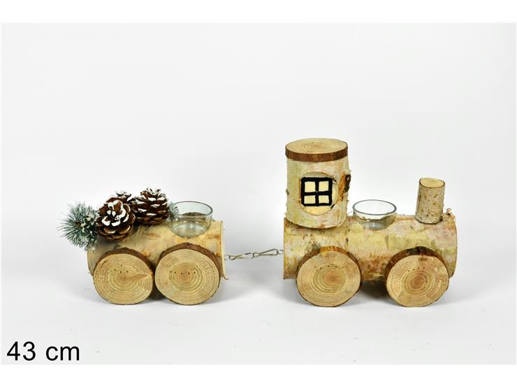 PORTACANDELA TRENO LEGNO SET 2PZ ART.DXQ19-928A/B