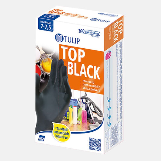 TULIP GUANTI NITRILE NERO S PZ.100