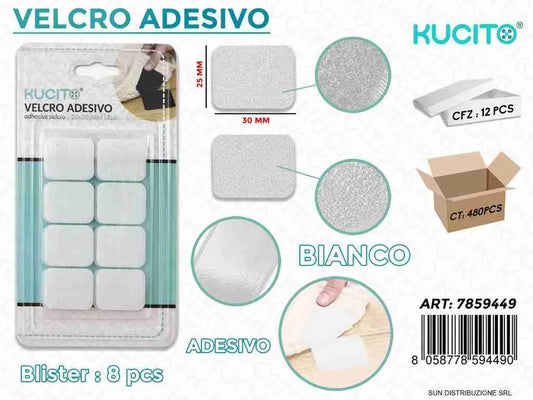 VELCRO ADESIVO BIANCO 30*25MM - 8PCS