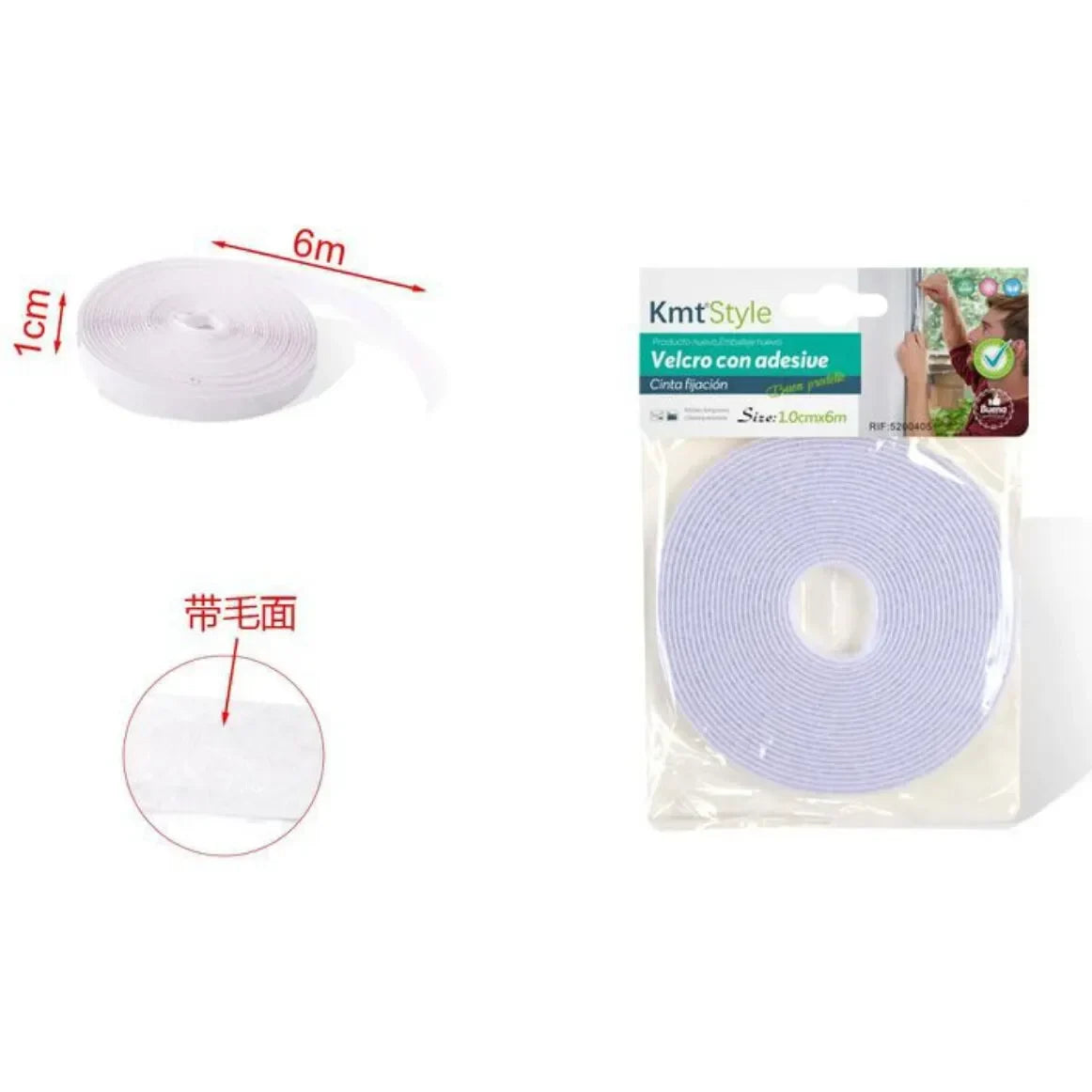 VELCRO CON ADESIVO BIANCO 0.6CM*6M