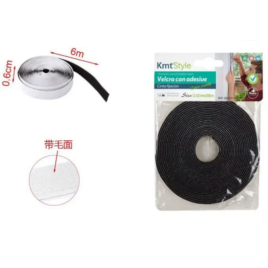 VELCRO CON ADESIVO NERO 0.6CM*6M