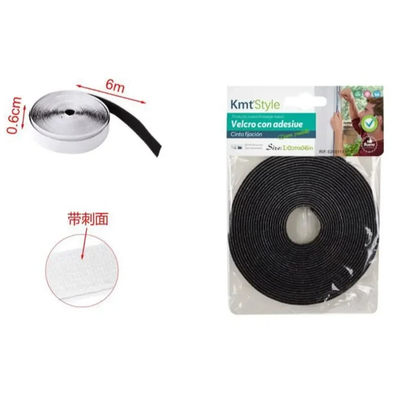 VELCRO CON ADESIVO NERO 0.6CM*6M