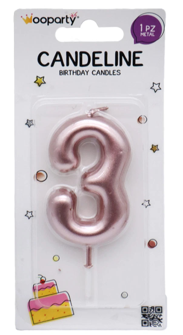 WOOPARTY CANDELINA ORO ROSA N.3 8.5CM