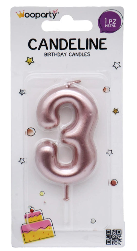 WOOPARTY CANDELINA ORO ROSA N.3 8.5CM