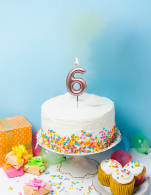 WOOPARTY CANDELINA ORO ROSA N.6 8.5CM