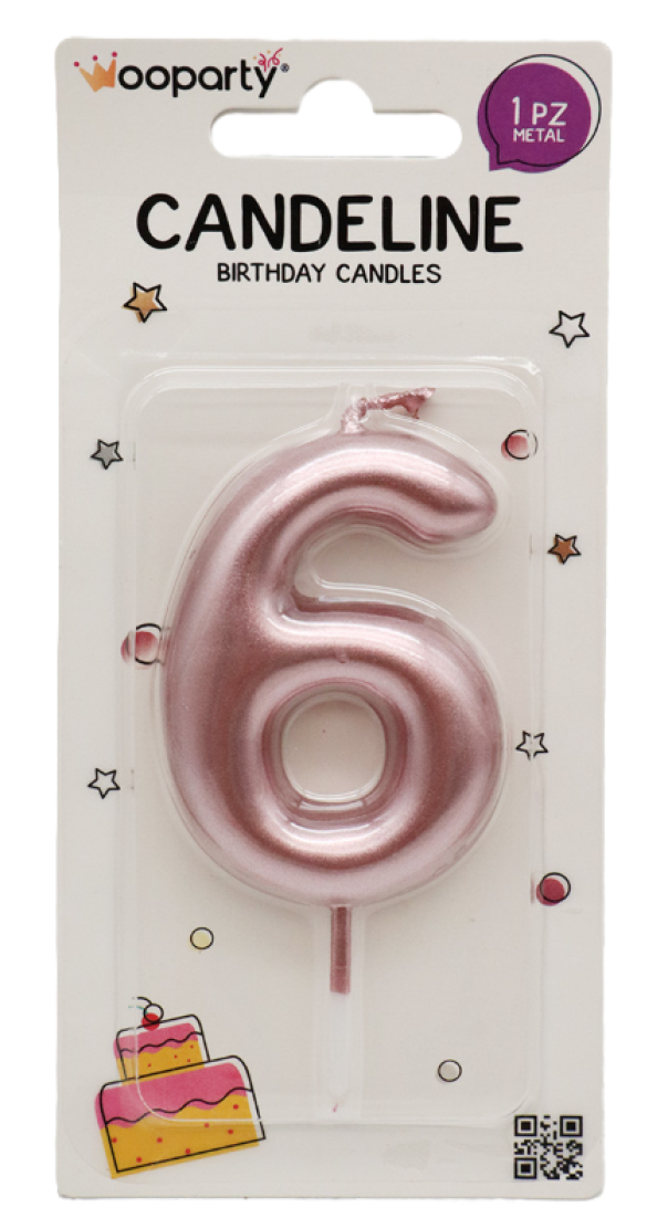 WOOPARTY CANDELINA ORO ROSA N.6 8.5CM