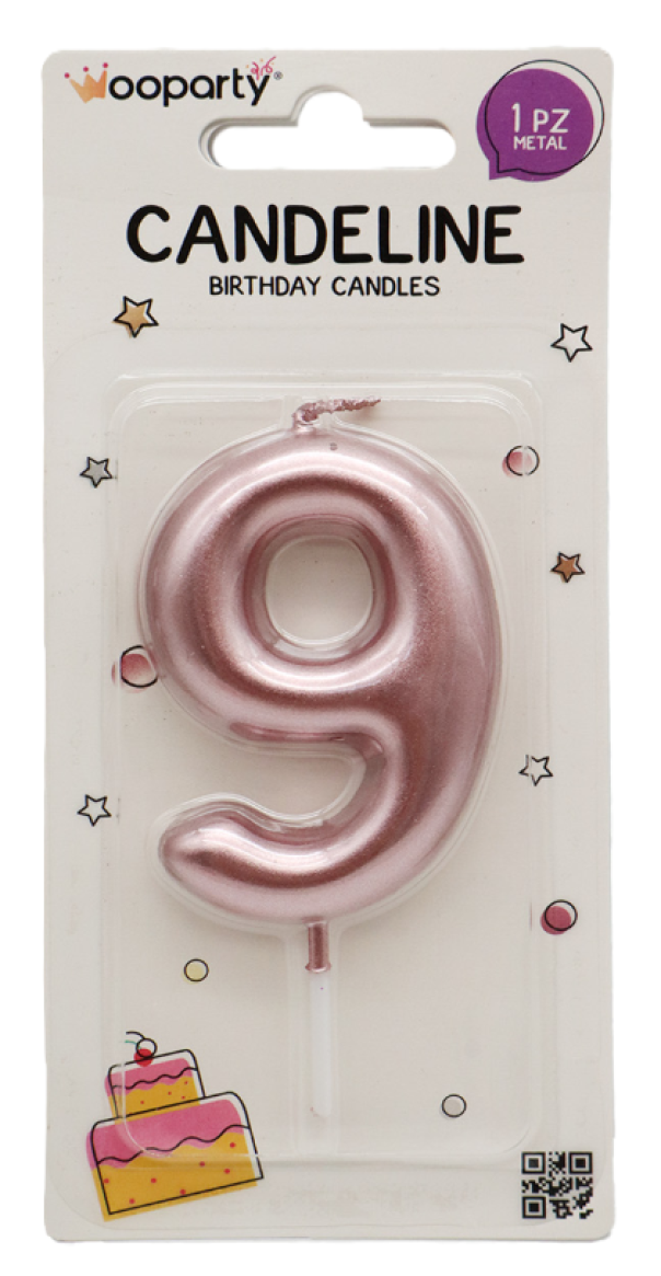 WOOPARTY CANDELINA ORO ROSA N.9 8.5CM